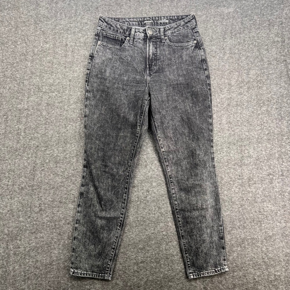 Old Navy OG Straight High Rise Acid Wash Black Grey Jeans Womens Size 4 Slimming